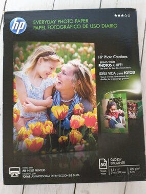 HP Everyday Photo Paper 8-1/2”x11” 53lb Glossy New 50 Sheets Q8723A Letter Size
